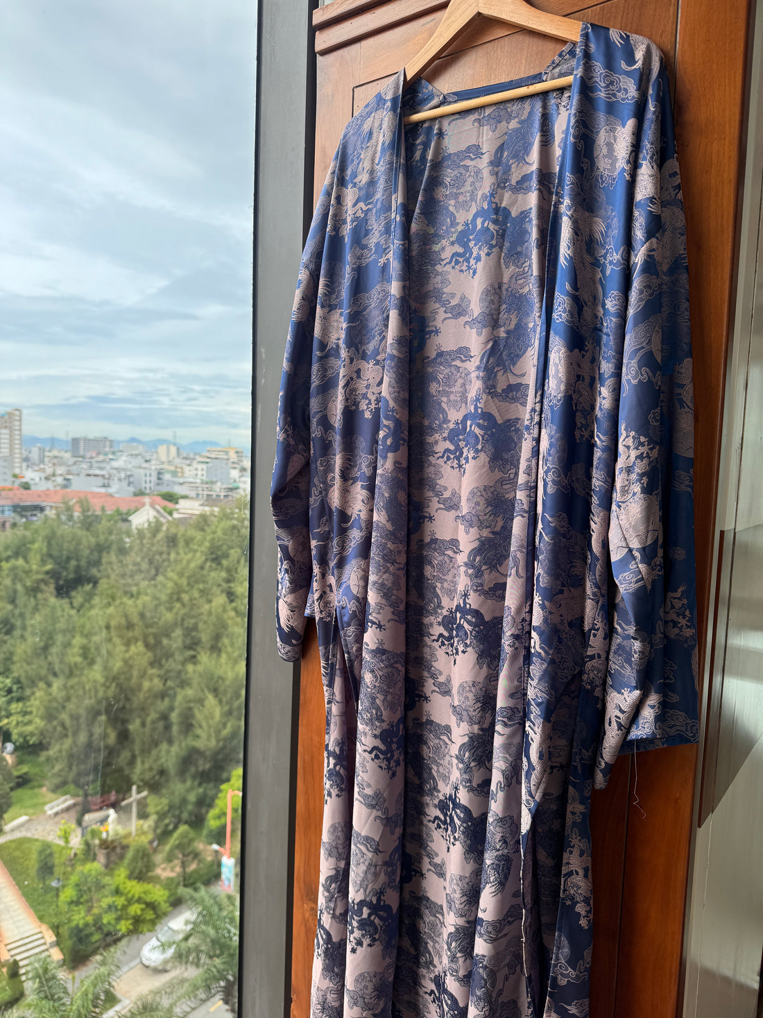 Dancing Dragon Long Kimono (Navy Nights)