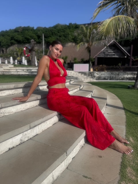 Athens Silk Set in Imperial Royal Red