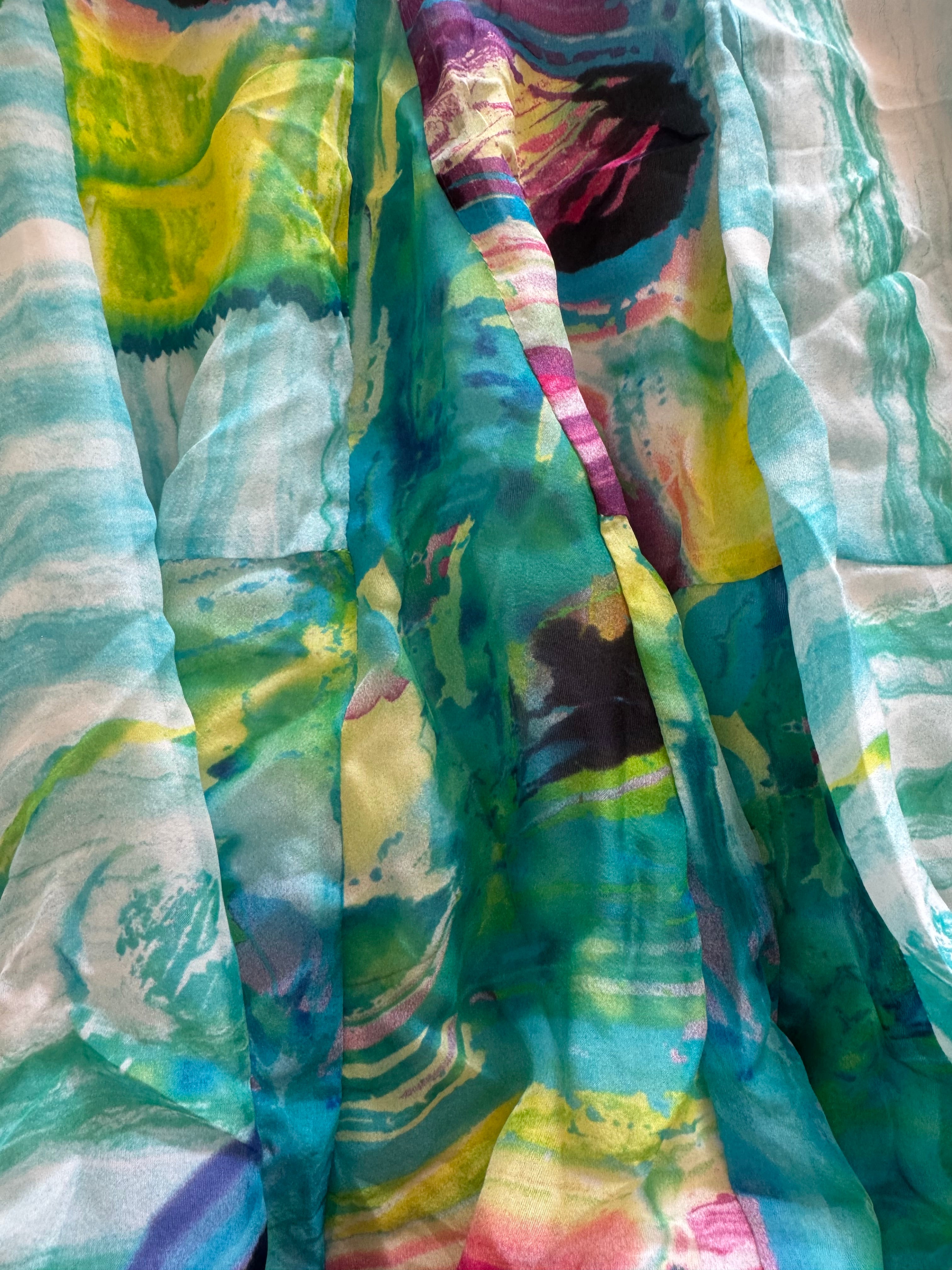 Barcelona Silk Chiffon Set in Caribbean Blue Butterfly print