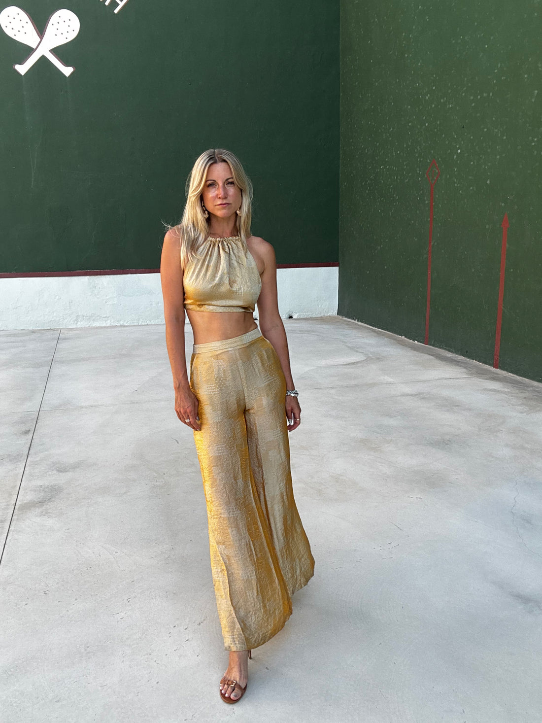 Sinue Silk Set in Golden Sunet Brocade Silk