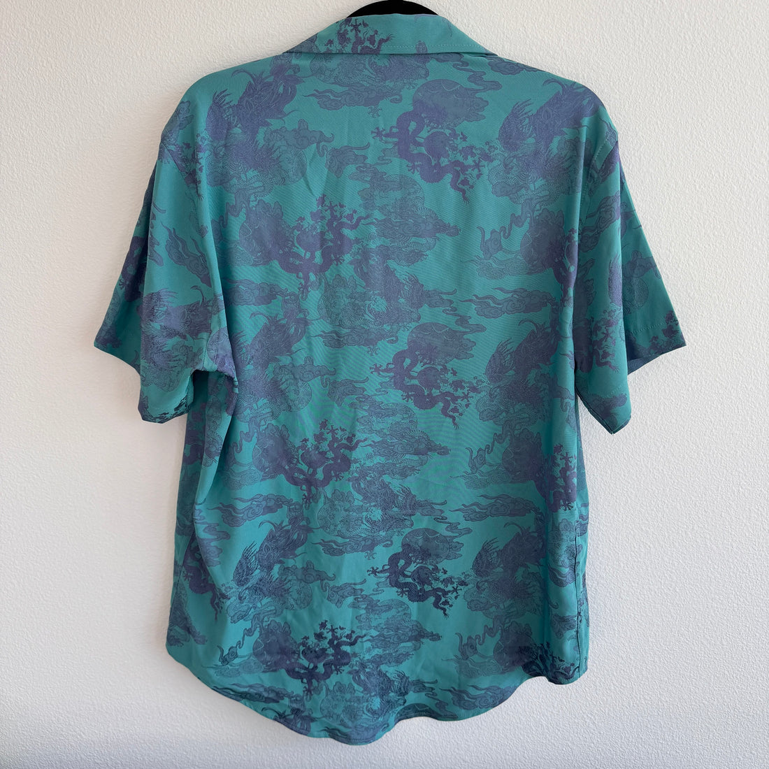 Dancing Dragon Short Sleeve Button Up Shirt and Shorts Set (Aqua Marine)