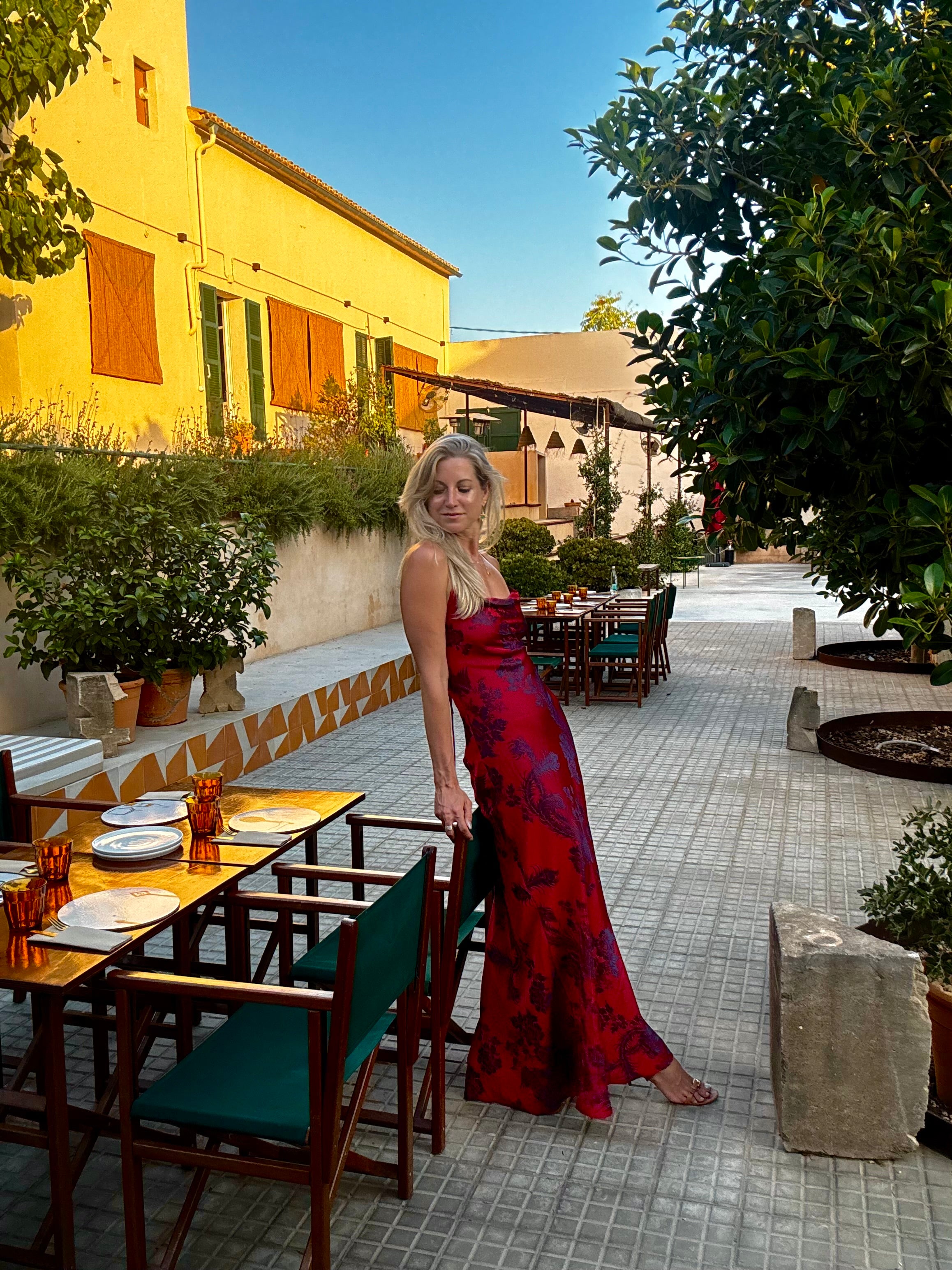 Monte Carlo Cowl Neck Maxi in Crimson Nightingale