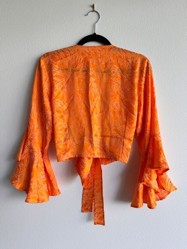 Caribbean Dream Silk Set in Orange Orchid Print