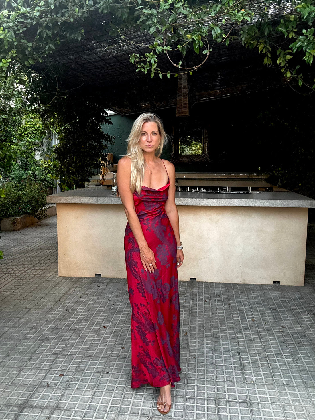 Monte Carlo Cowl Neck Maxi in Crimson Nightingale