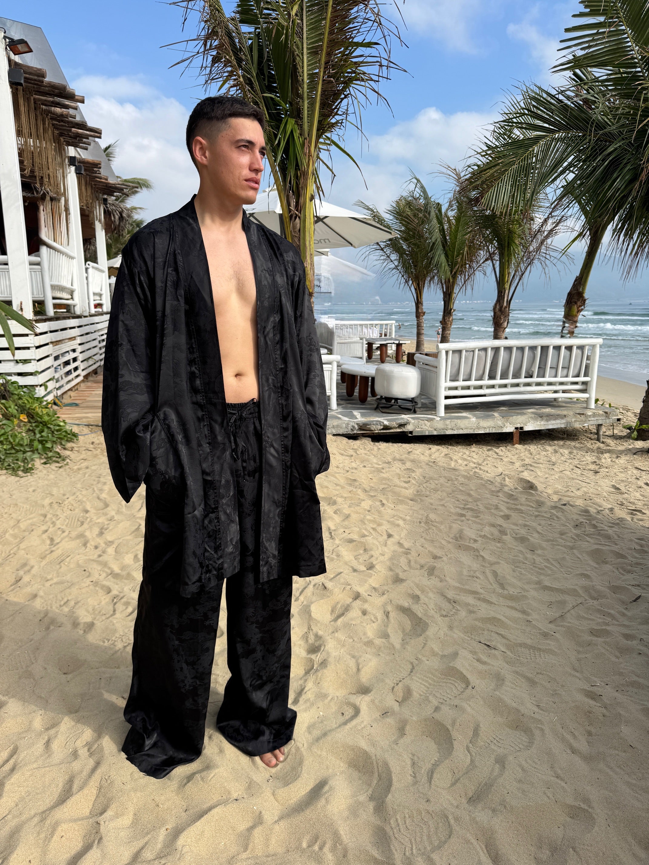 Dancing Dragon Short Oversized Kimono (Black Nights)