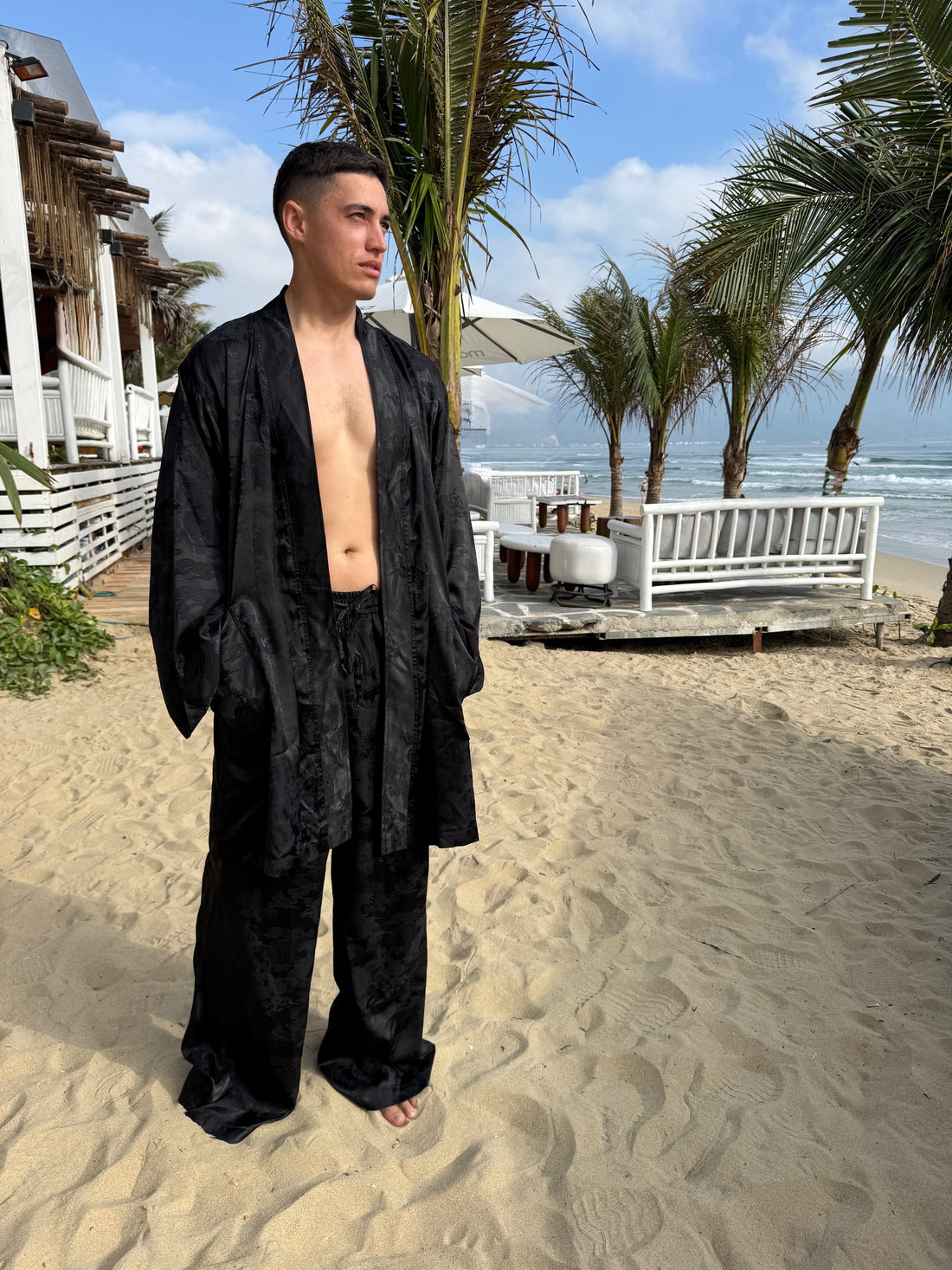 Dancing Dragon Short Oversized Kimono (Black Nights)