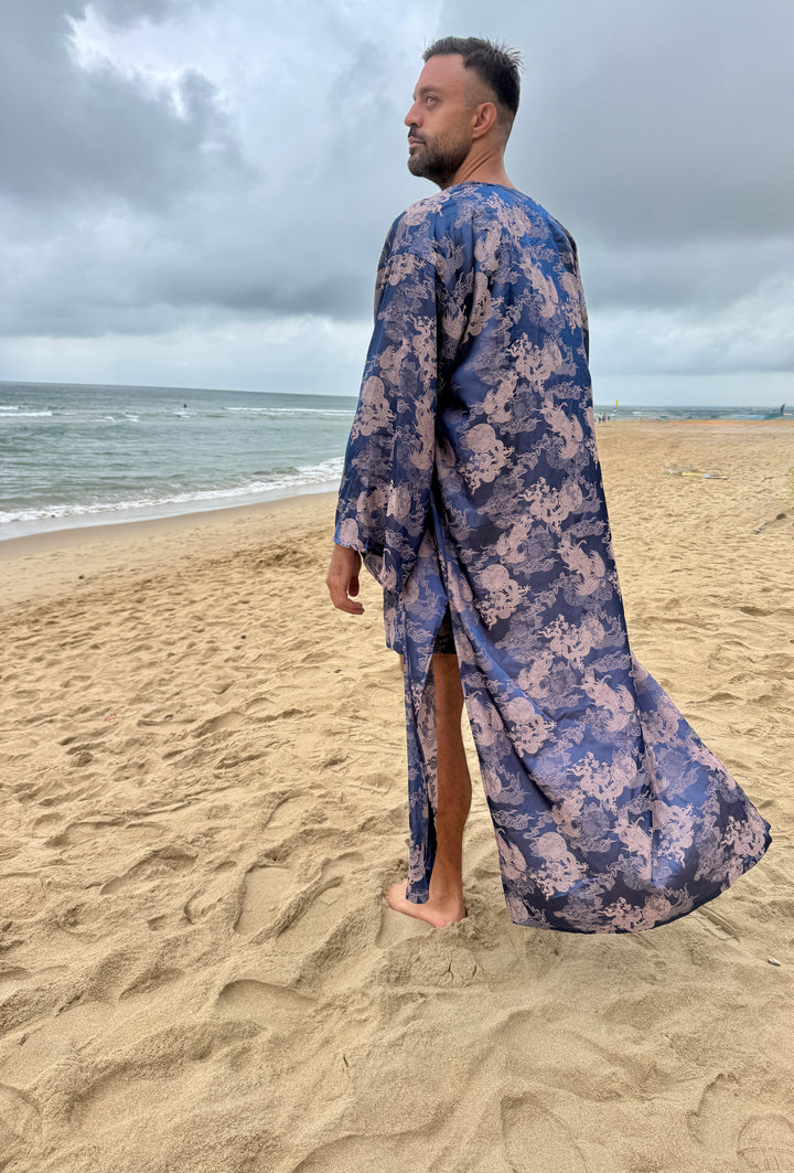 Dancing Dragon Long Kimono (Navy Nights)