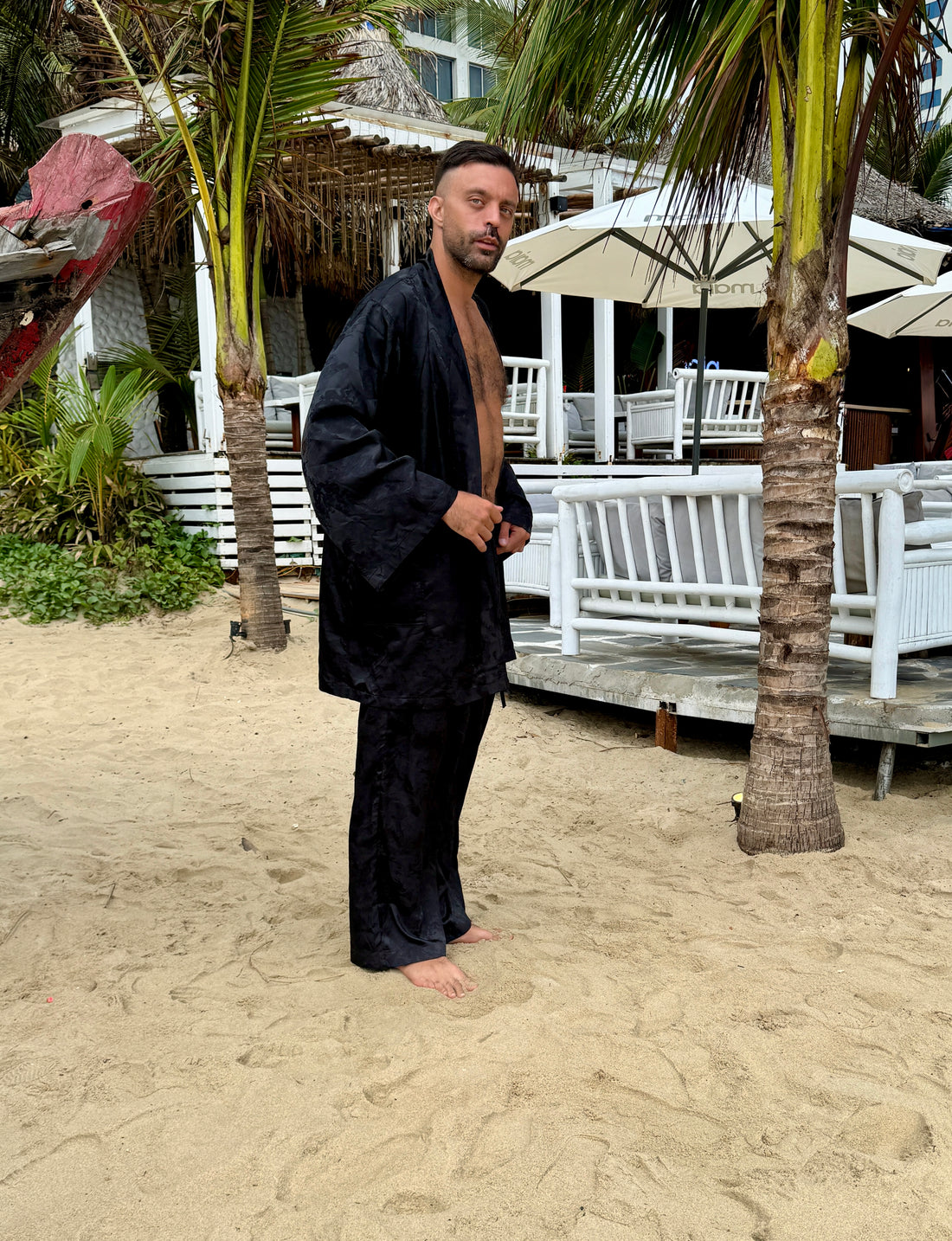 Dancing Dragon Short Oversized Kimono (Black Nights)