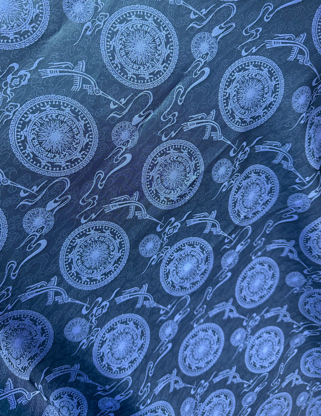 Blue Lagoon Dynasty Print Diamond Silk Set