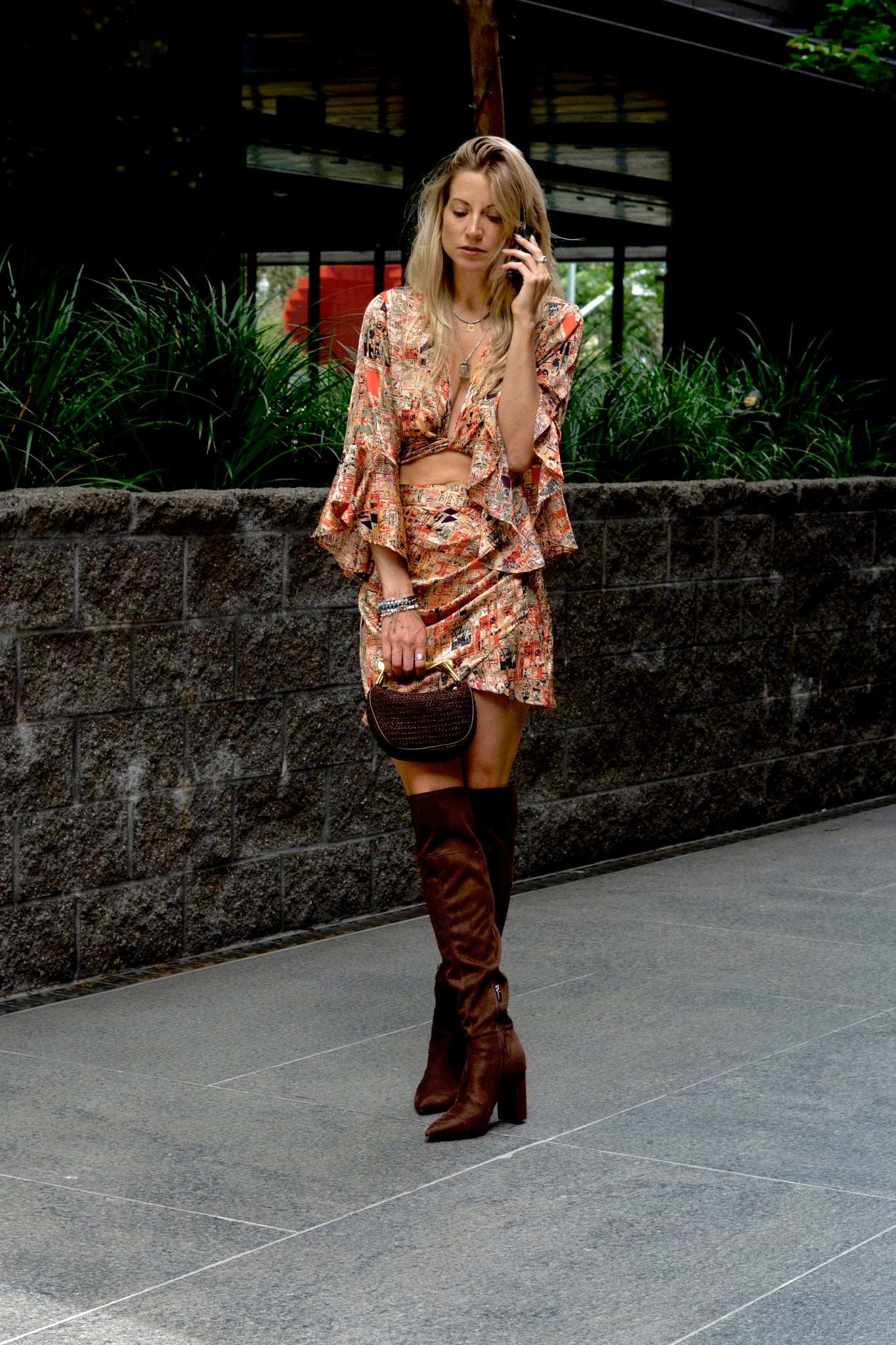 Saigon Silk Set in Red City Print
