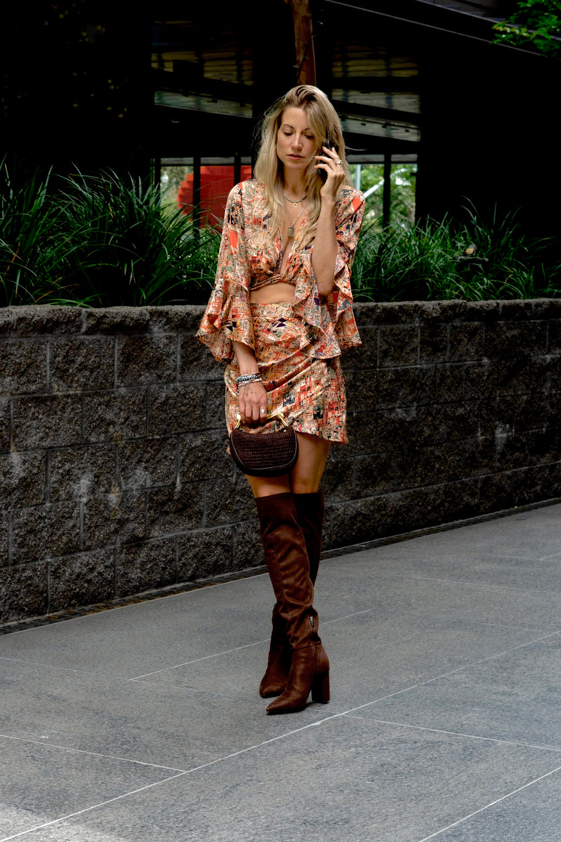 Saigon Silk Set in Red City Print