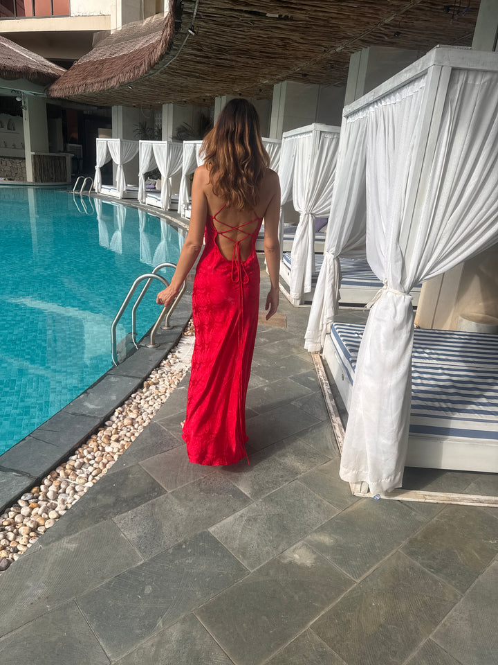 Monte Carlo Cowl Neck Maxi in Imperial Royal Red