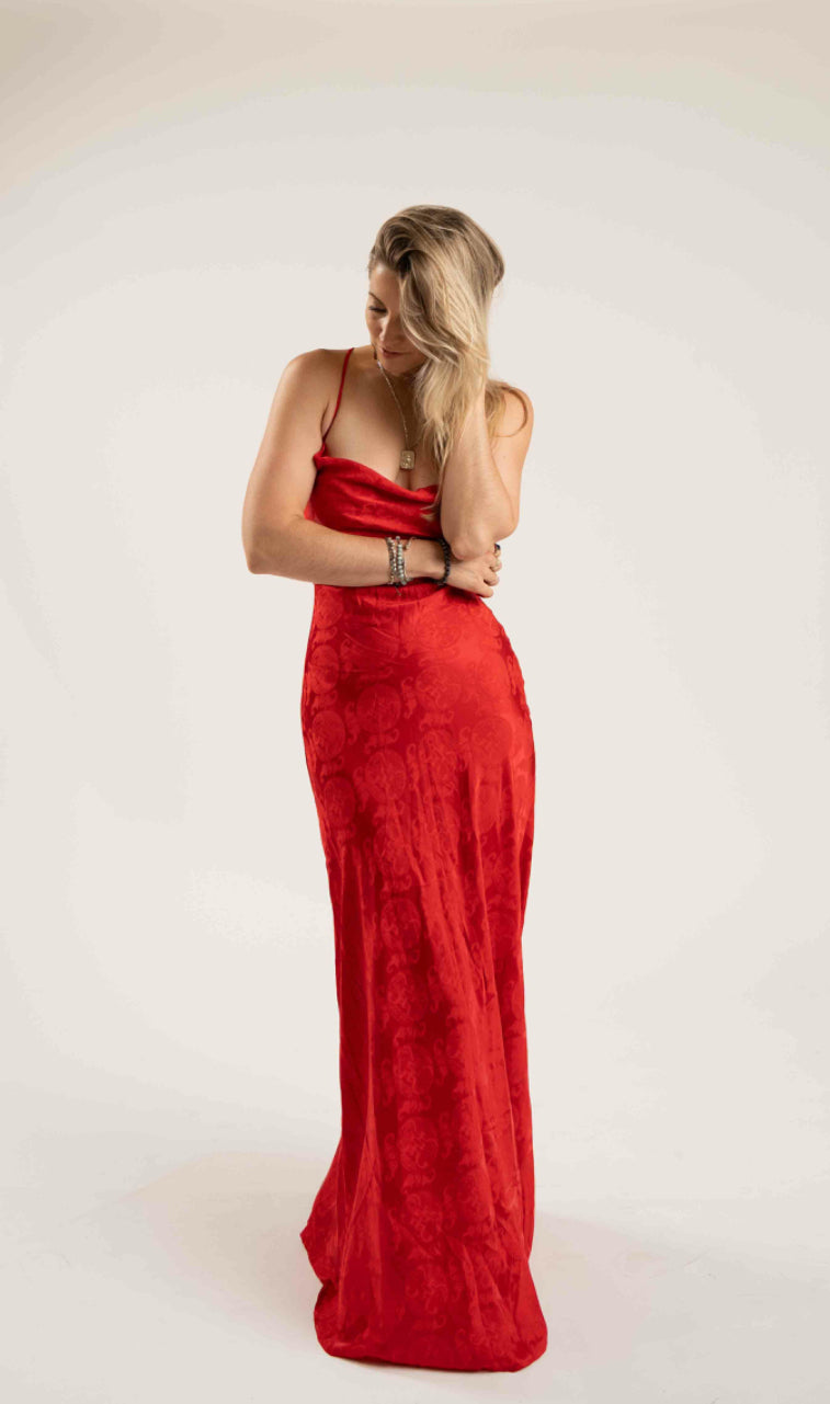 Monte Carlo Cowl Neck Maxi in Imperial Royal Red