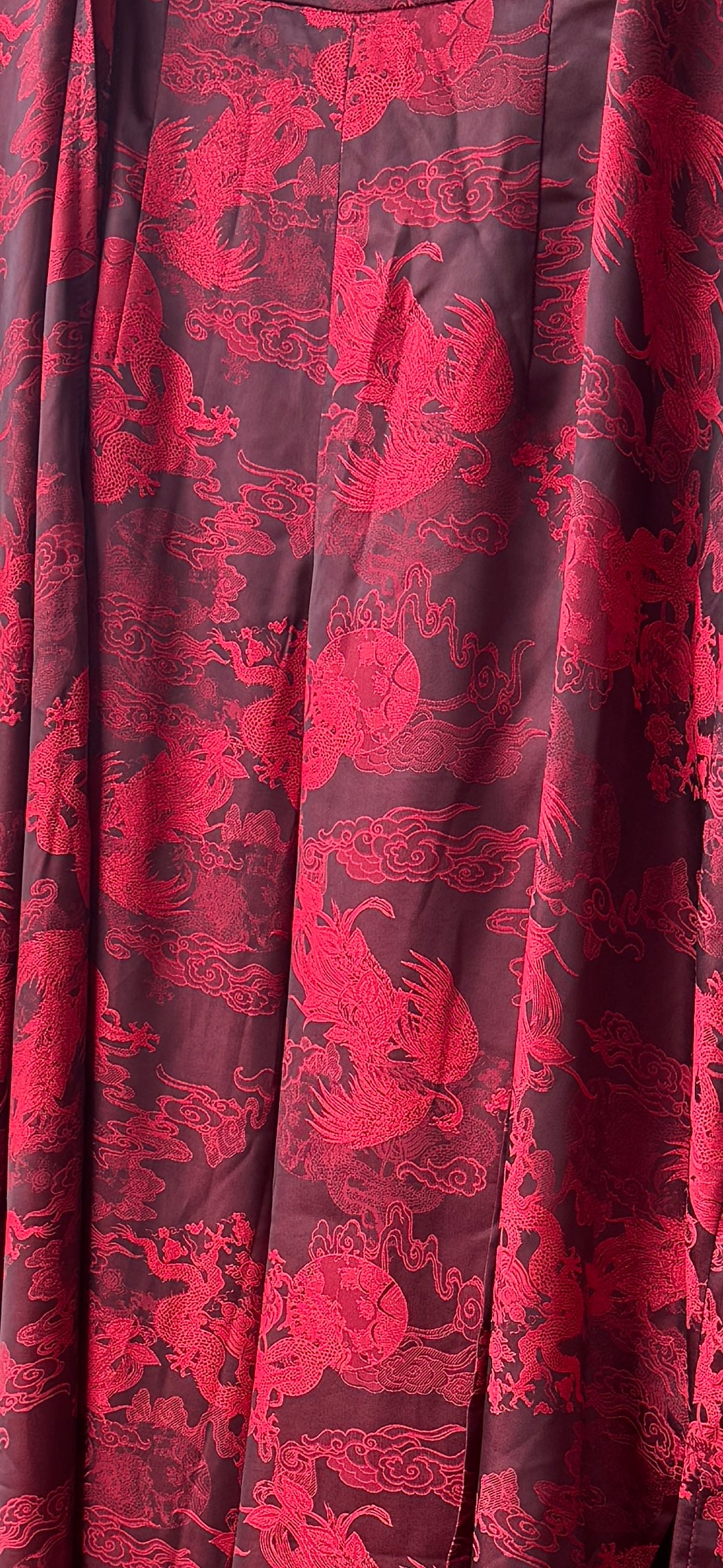 Unisex Dancing Dragon Long Kimono (Crimson Black)