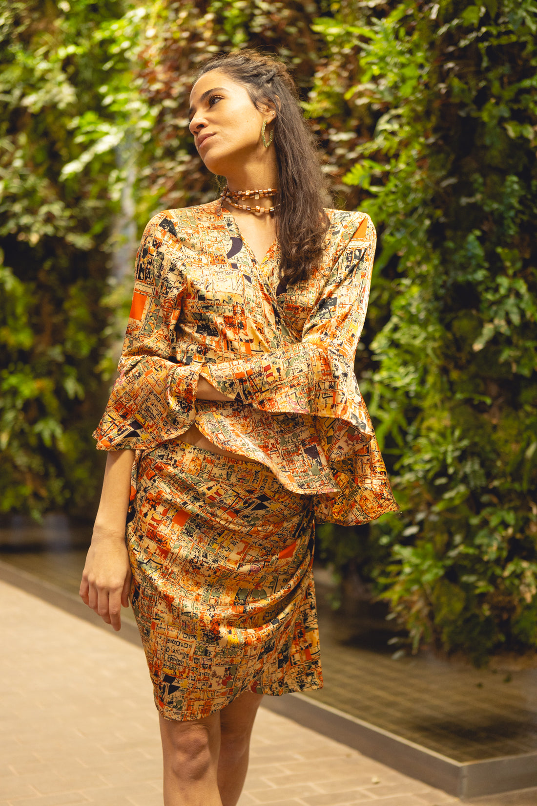 Saigon Silk Set in Red City Print