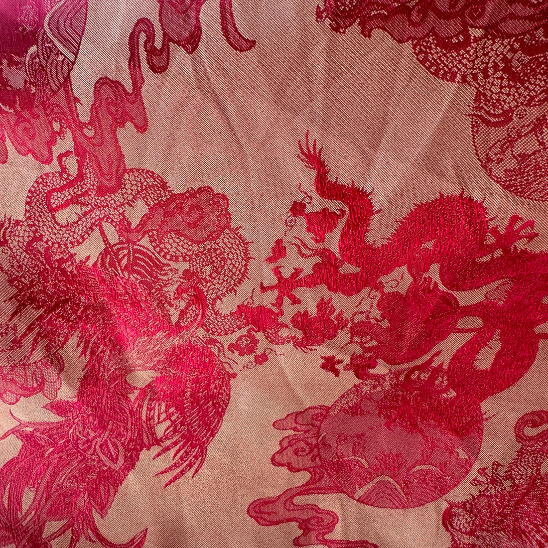 Silk Kimono in Crimson Dragon Print