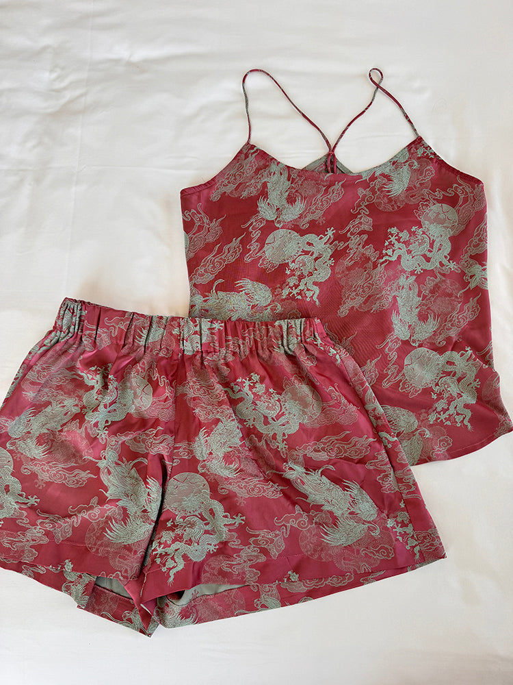 Dancing Dragon Sleeper Silk Set (Peony Pink)