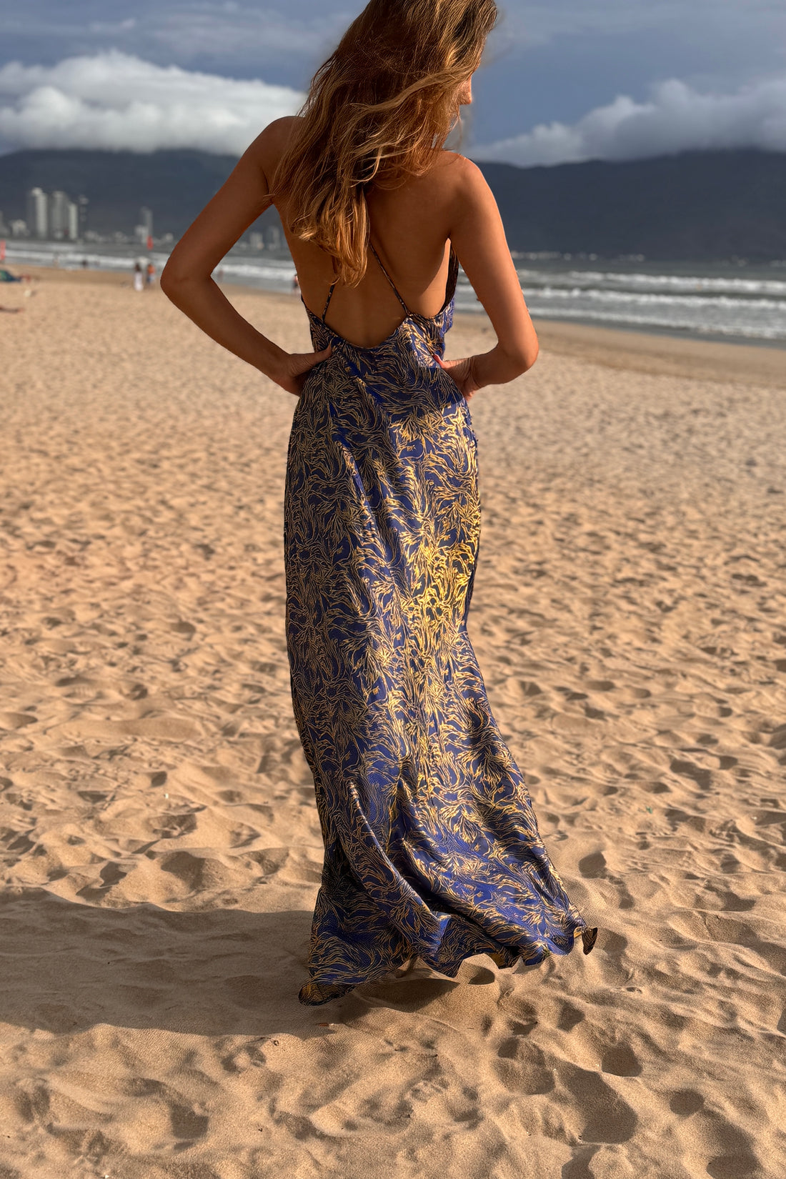 Cowl Neck Maxi in Ocean Orchid Print