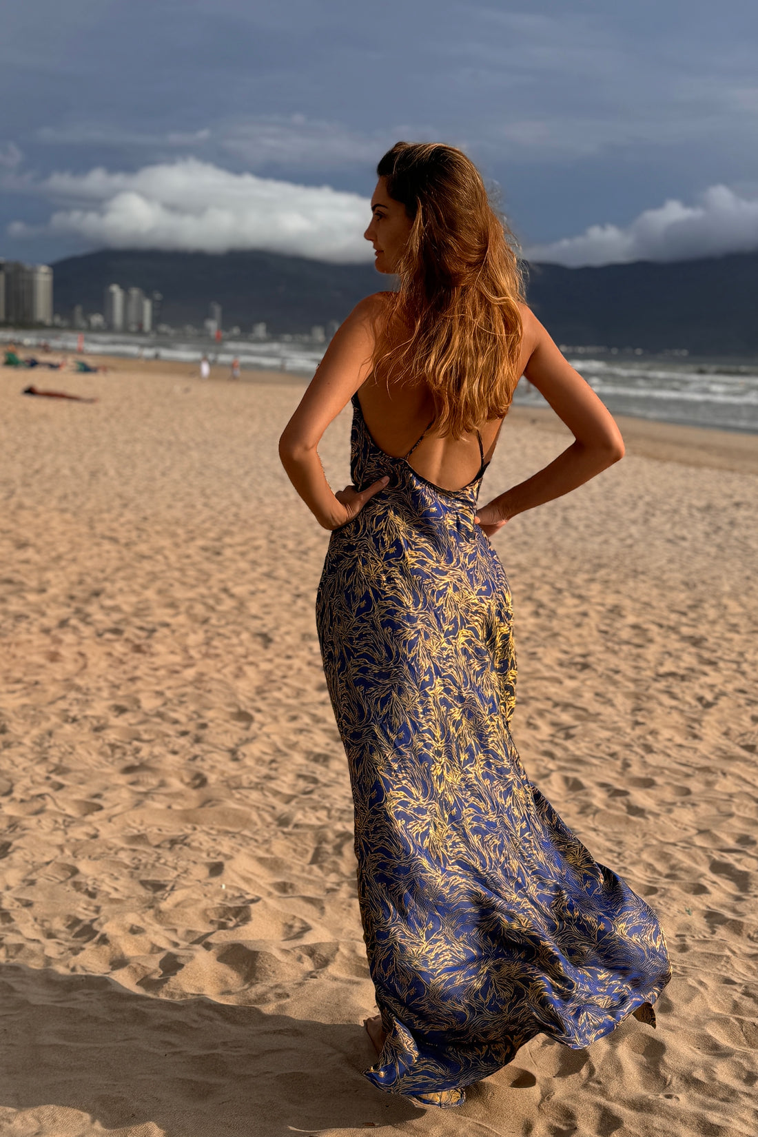 Cowl Neck Maxi in Ocean Orchid Print